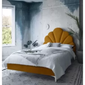 Image of Hendo Bed King Plush Velvet Mustard