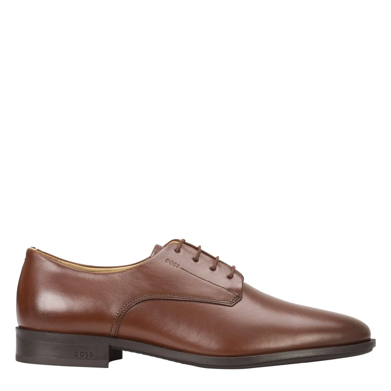 Image of Boss Mens Colby Derby Premium Leather Shoes Brown 210 male 6 (40)
