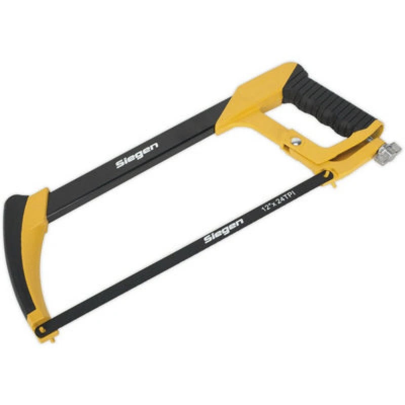 Image of Loops 300mm Engineers Hacksaw - 90 & 45A‚° Tubular Frame Rubber Grip Carbon Steel Blade Metallics