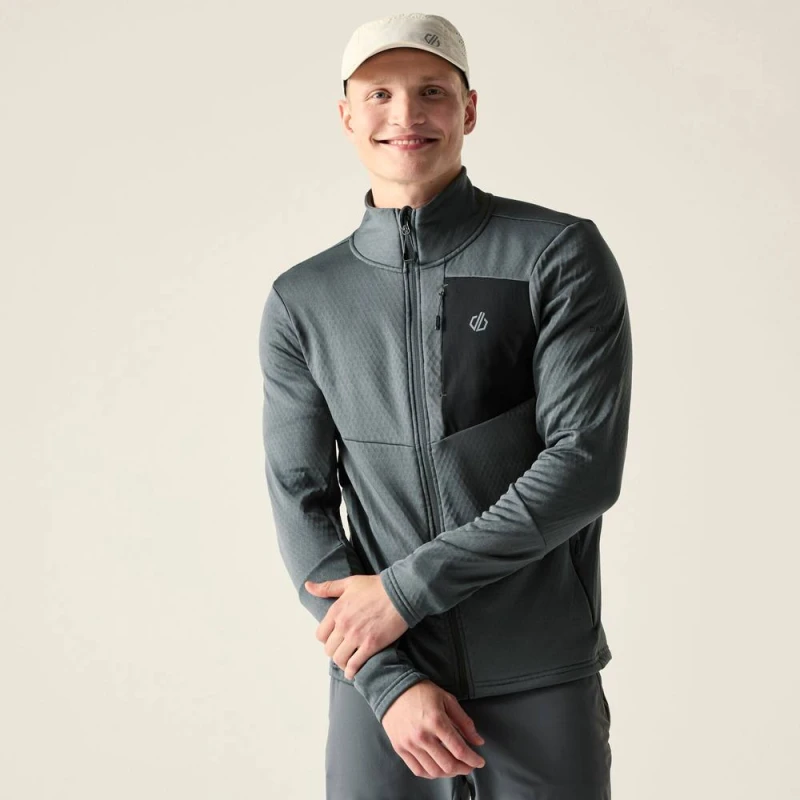 Image of Dare 2b Mens Venture Full Zip Stretch Midlayer in Charcoal Size: Medium Charcoal Male M