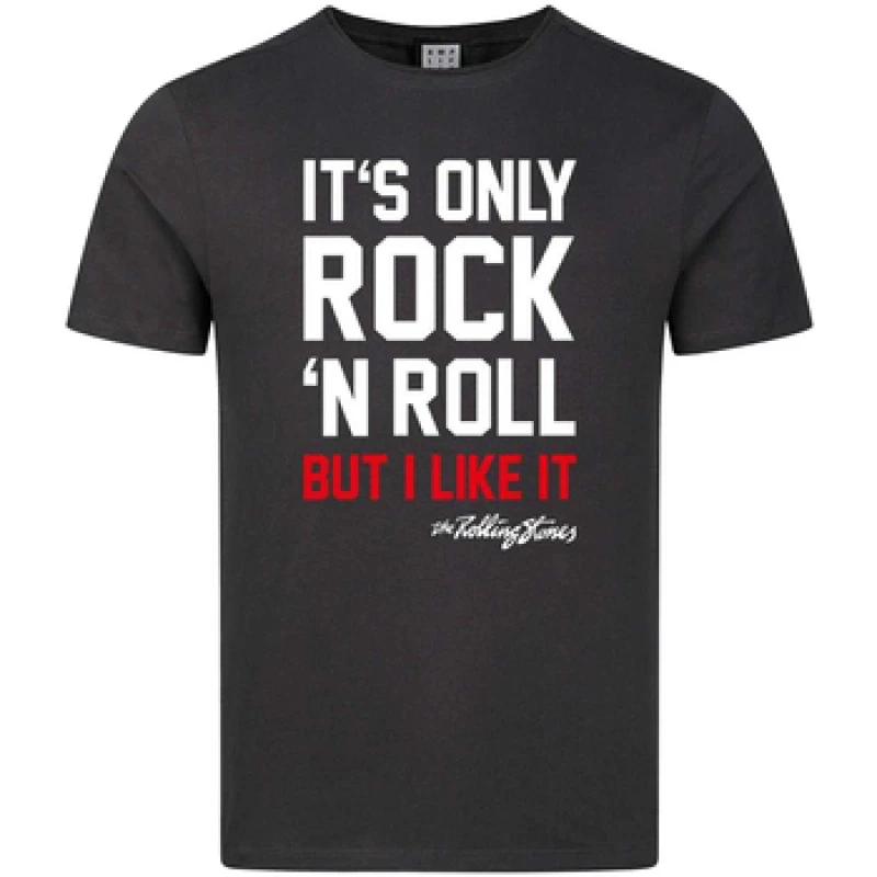 Image of Amplified Mens It's Only Rock N Roll The Rolling Stones T-Shirt in Charcoal Size: XS Charcoal Male XS