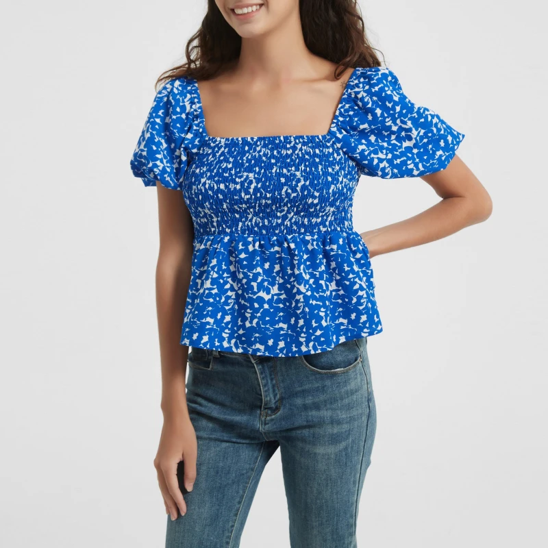 Image of Be You Sleeve Peplum Top - Blue Blue 8
