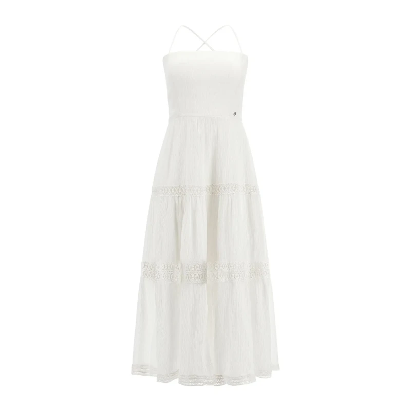Image of Guess Womens long dress with lace Guess Safa Blanc Female XL