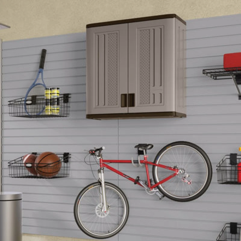 Image of Suncast Haven Wall Storage Cabinet, Grey BMC3000