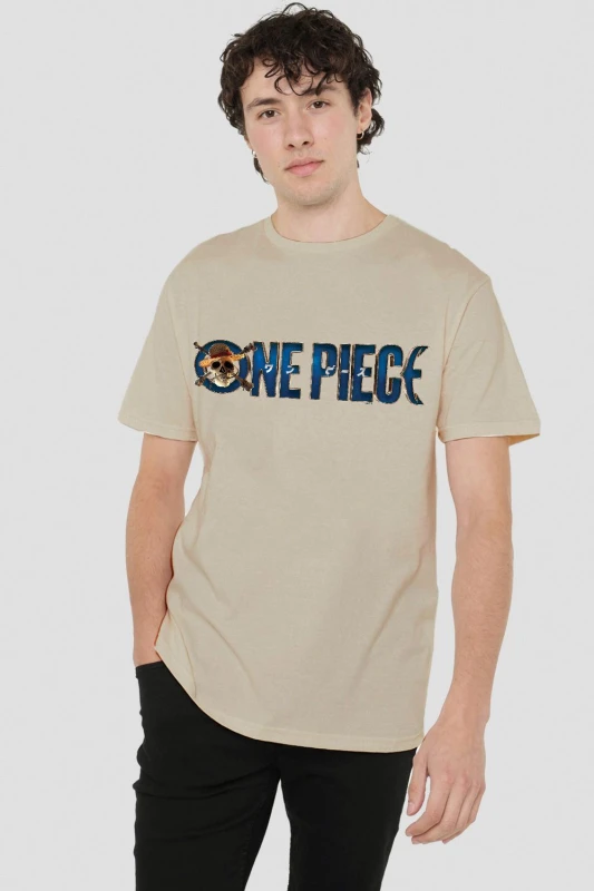Image of One Piece One Piece Live Action Logo T-Shirt Stone