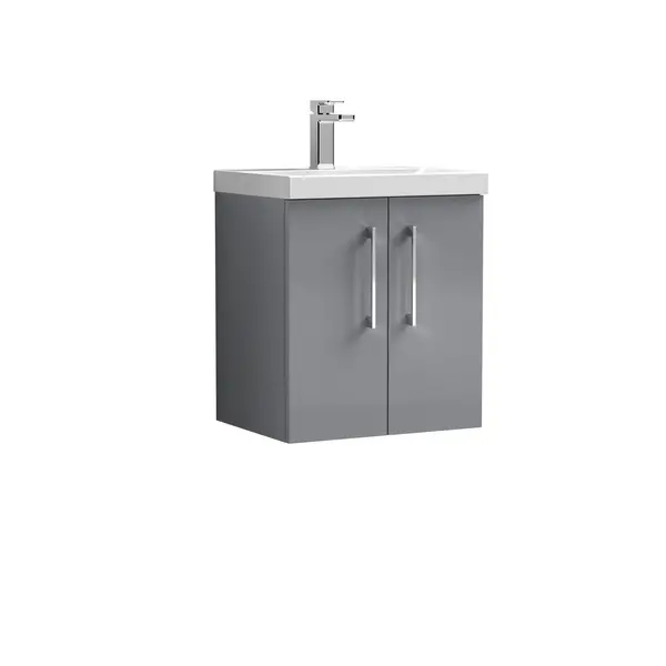 Image of Arno Wall Mounted 2 Door Vanity Unit with Basin Satin Grey