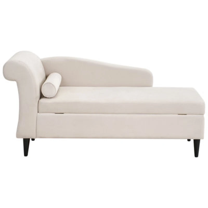 Image of Beliani Left-Hand Chaise Lounge Luiro Velvet Beige With Storage
