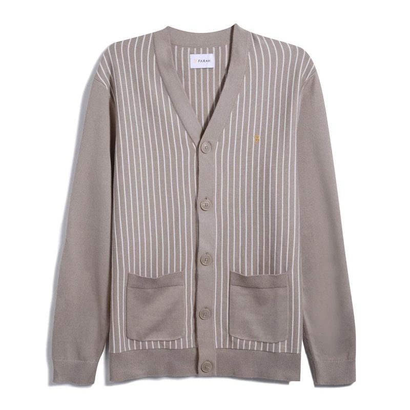 Image of Farah Mens Silvertone Cardigan Smoky Brown male Small