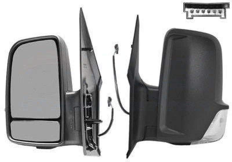 Image of VAN WEZEL 3077827 Wing mirror * HAGUS * Left, black, Short mirror arm, with cable Outside Mirror (50)