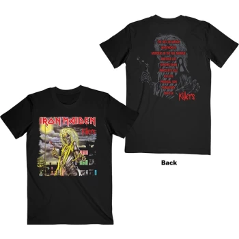 Image of Iron Maiden - Killers V.2. Album Track list Unisex Large T-Shirt - Black