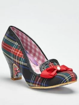 Image of Irregular Choice Kanjanka Tartan Bow Heeled Shoe - Black