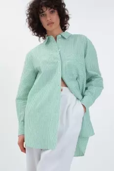 Image of Forrest Oversized Shirt, Green Stripe / 12