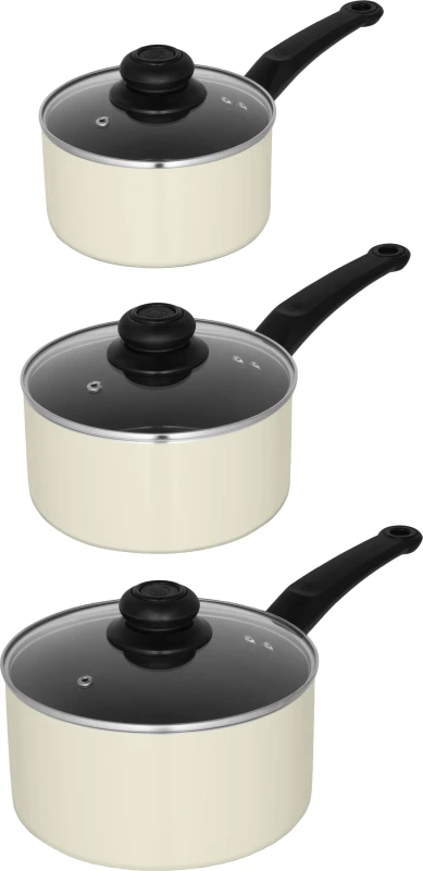 Image of Swan Townhouse 3 Piece Saucepan Set - Cream