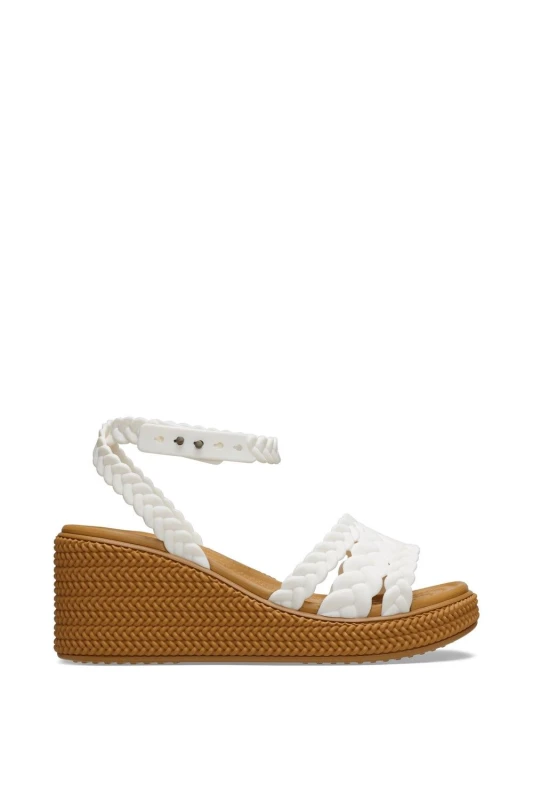 Image of Crocs Women Brooklyn Woven Ankle Strap Sandals Chalk 8
