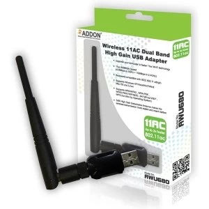 image of ADDON Wireless AC 600Mbps USB High Gain USB Adapter (AWU680)