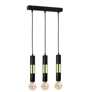 image of Magnum Bar Pendant Ceiling Light Black, Gold, 50cm, 3x E27