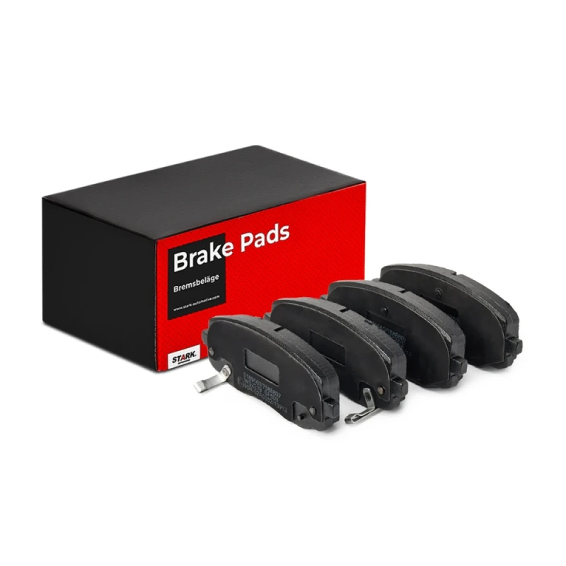 Image of STARK SKBP-0010108 Brake pad set Front Axle, with acoustic wear warning, with spring Low-Metallic Brake Pad Set,disc brake (402)