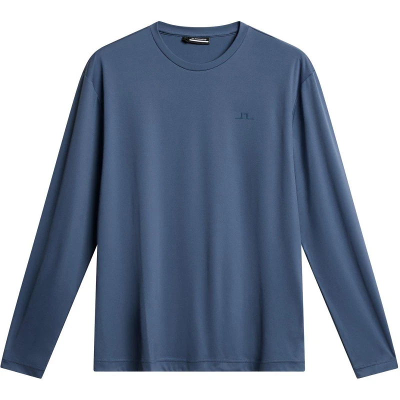 Image of J Lindeberg Mens Long-Sleeve T-Shirt Vintage Indigo male Small