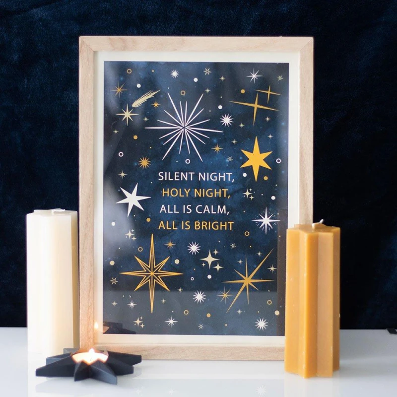 Image of Something Different Silent Night Framed Wall Art Print Blue unisex One Size
