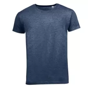 Image of SOLS Mens Mixed Short Sleeve T-Shirt (L) (Heather Navy)