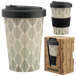 image of Longshaw Geometric Leaf Screw Top Bamboo Composite Travel Mug