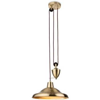 image of Firstlight - Suffolk Rise & Fall Pendant Light Antique Brass