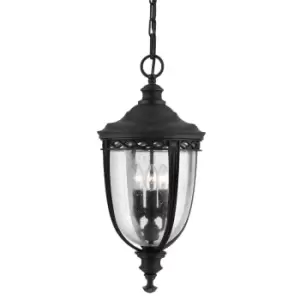 Image of English Bridle 3 Light Large Outdoor Ceiling Chain Lantern Black, E14