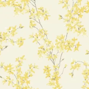 image of Laura Ashley Forsythia Sunshine Wallpaper