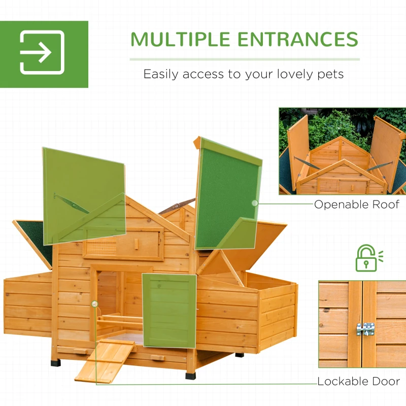 Image of PawHut Wooden Chicken Coop, Poultry Cage with Nesting Boxes and Tray, Yellow Yellow