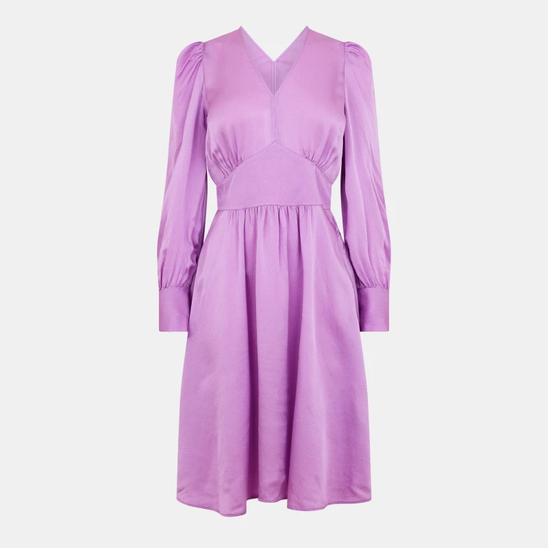 Image of Boss Womens Donny V-Neck Long Sleeve Viscose Mini Skater Dress Pastel Pink female 4 (XXS)
