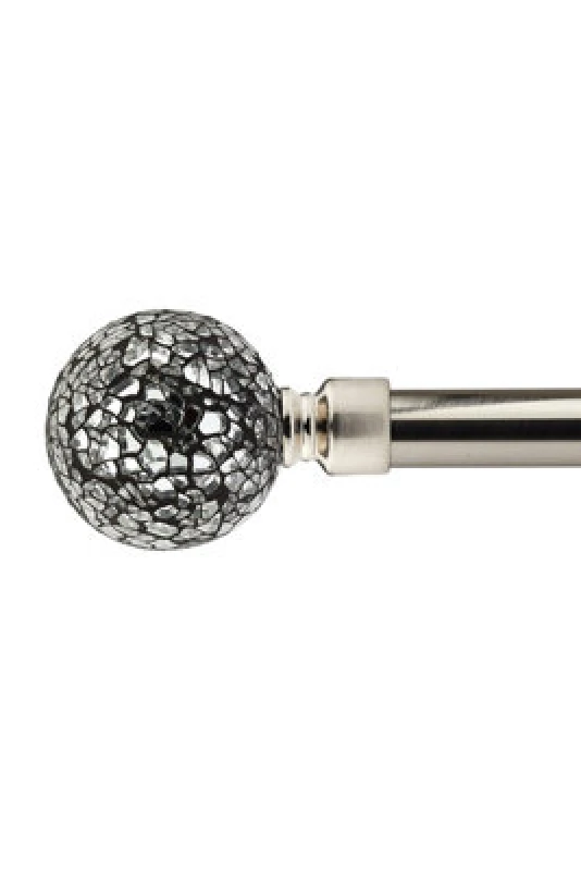 Image of Unknown 16-19mm Mirrored Extendable Eyelet Curtain Pole Set Brushed Silver 160-300Cm