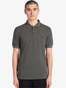 image of Fred Perry Twin Tipped Polo Shirt - Grey, Size 2XL, Men