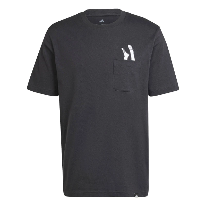 Image of adidas Lounge Slides Graphic Pocket T-Shirt Adults Black male S