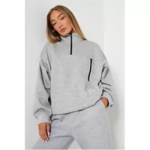 Image of I Saw It First Half Zip Oversized Sweatshirt - Grey