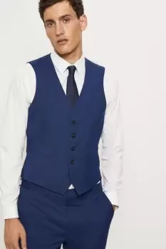 Image of Mens Slim Fit Blue Slub Suit Waistcoat