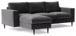 Image of Swoon Evesham Velvet Left Hand Corner Sofa - Granite Grey