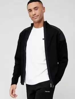 Image of Calvin Klein Mix Media Zip Through Jacket - Black, Size XL, Men