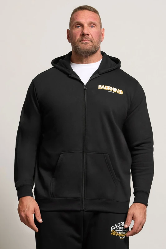 Image of BadRhino BadRhino Men Worldwide Zip Through Hoodie in Black Size: 3X-Large Black XXXL Male 5063589427717