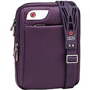 image of i-stay 10.1 inch netbook, iPad, tablet messenger case with non-slip bag strap. Purple