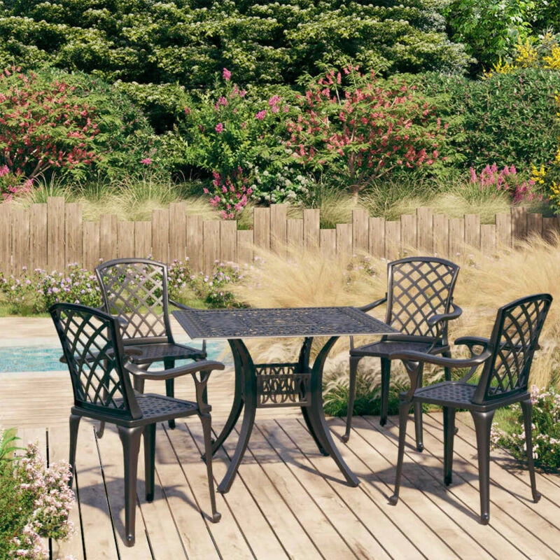 Image of VIDAXL 5 Piece Bistro Set Cast Aluminium Black Vidaxl 8720286406694