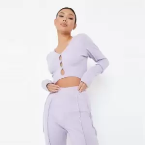 Missguided Coord Exposed Seam Crop Cardigan - Purple