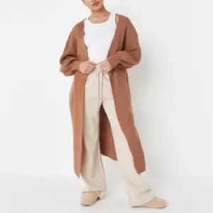 Image of Missguided Recycled Petite Balloon Sleeve Cardigan - Brown