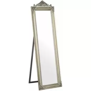 image of Silver Finish Standing Mirror For Makeup / Bathroom / Shaving Vintage Design Floor Mirrors For Bedroom of Men and Women 5 x 170 x 50 - Premier