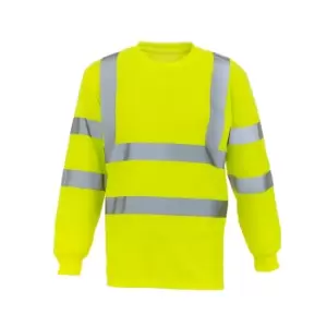 image of Yoko Adults Unisex Hi-Vis Long Sleeve T-Shirt (L) (Yellow)