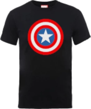 Image of Marvel Avengers Assemble Captain America Simple Shield T-Shirt - Black - M