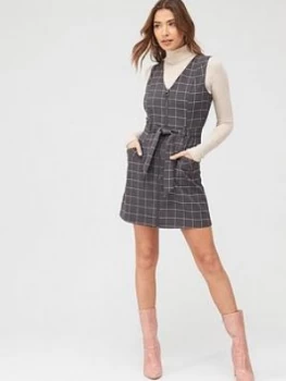 Image of Oasis Check Zip Through Shift Dress - Grey , Multi Grey, Size 12, Women
