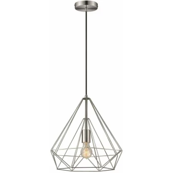 image of Spring Lighting - 1 Light Wire Small Ceiling Pendant Satin Nickel, E27