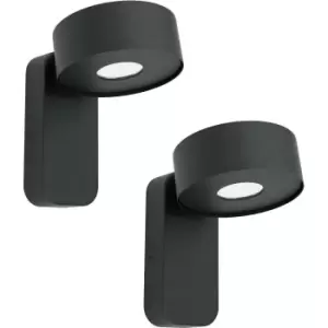 Image of 2 PACK IP44 Outdoor Wall Light Black Zinc Steel 6W Built in LED Porch Lamp