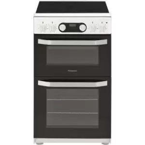 image of Hotpoint 50cm Double Oven Electric Cooker - White