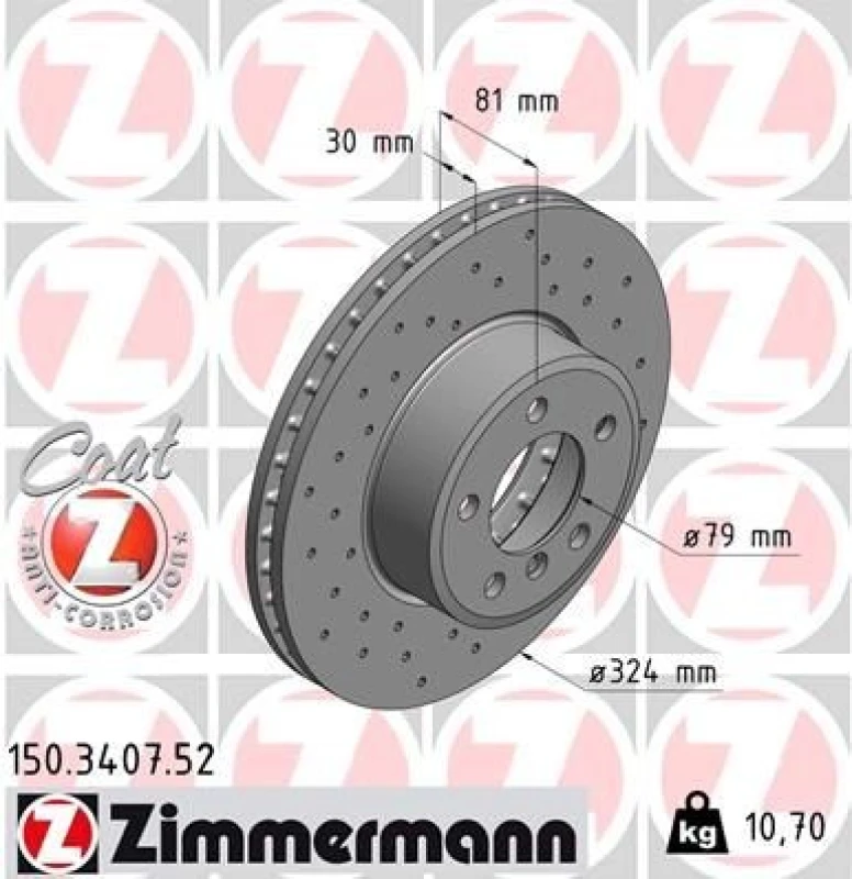 Image of ZIMMERMANN Brake disc ZIMMERMANN 150.3407.52